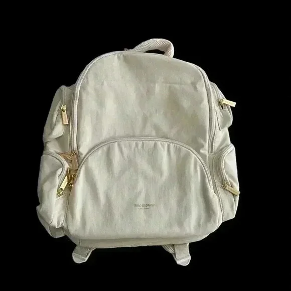 Isaac Mizrahi Multi-Pocket Cream Backpack - Picture 3 of 4
